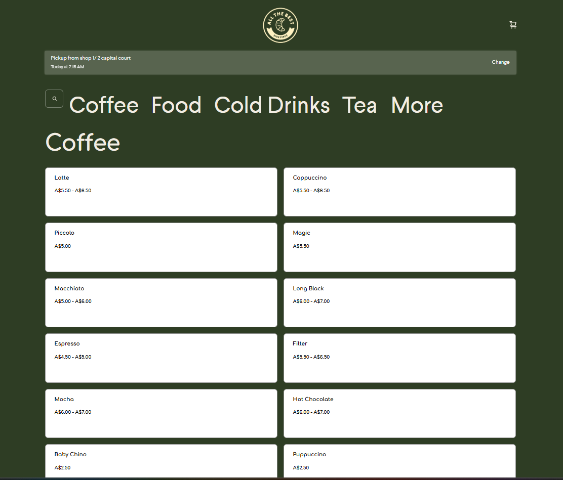 Original monochrome café menu